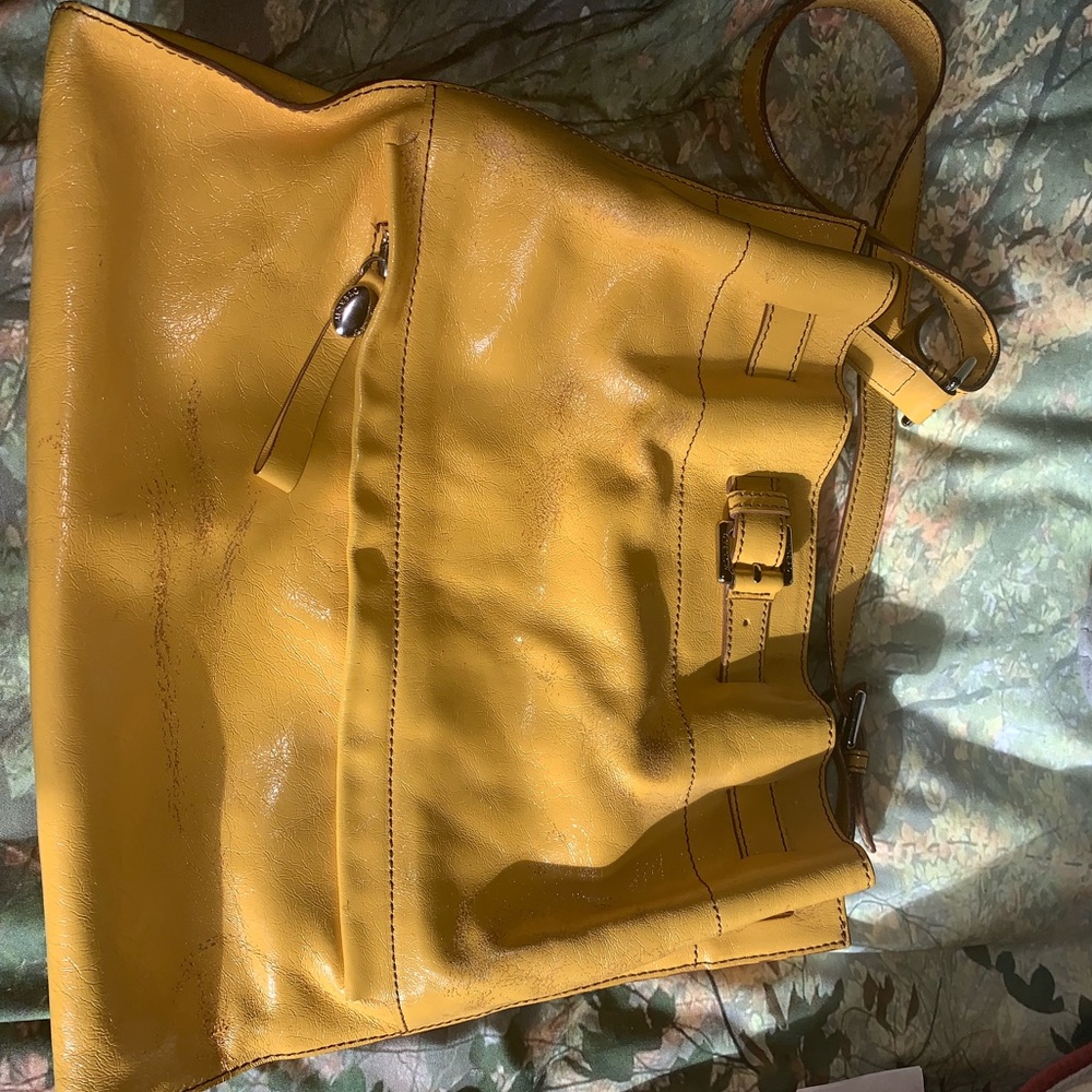 Yellow leather purse